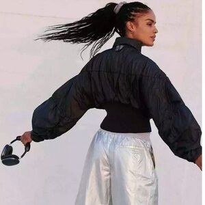 Free People Black Bomber Jacket